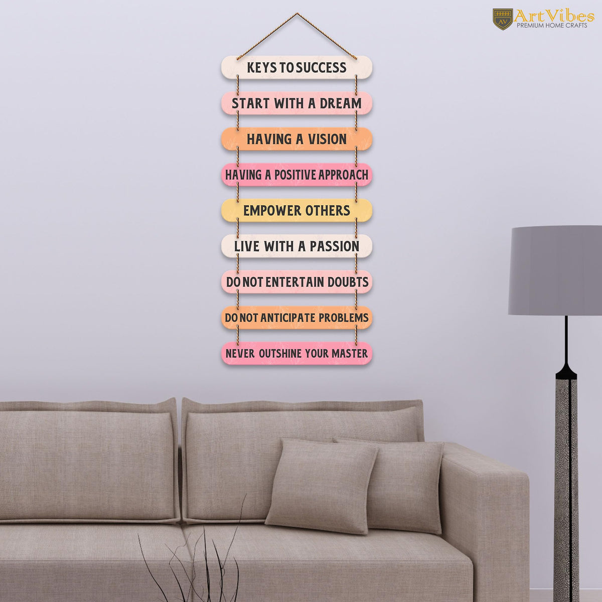 Artvibes Keys to Success Quotes MDF Wood Wall Hanger Ornaments | Quotes Decor Item | Motivational Wall Decor | Wall Accent | Graphic Art | Gift Items | Office Wall Decoration Items (WH_9321N)