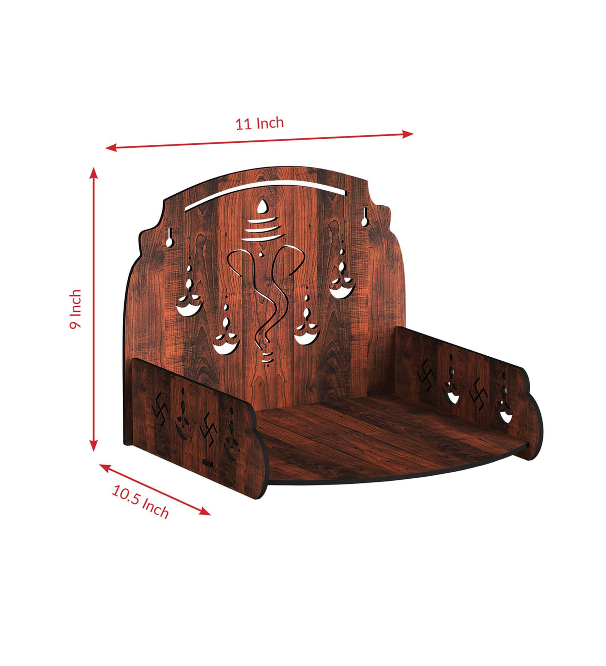 RANDOM Beautiful Wooden Puja Stand/Shelf for Home Puja Mandir for Home Temple for Home and Office Puja Mandir for Living Room Wall Mounted Brown - RPJS-009