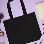 Premium plain black canvas tote bags for women | Shopping beach collage street bag for ladies with zip closer (2)