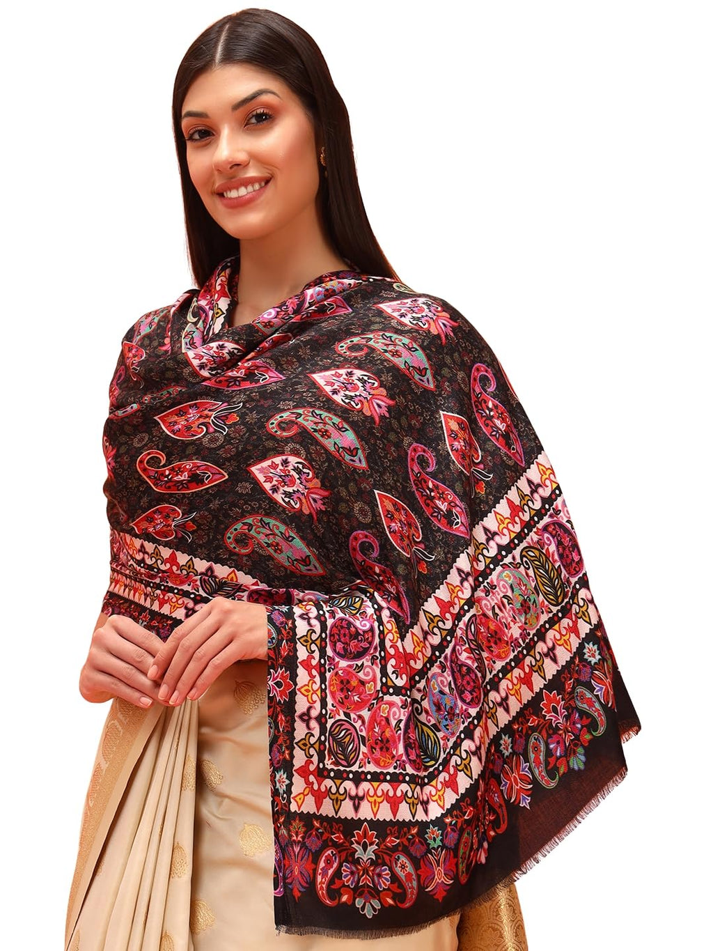 Pashmoda Women Floral Sonata Fine Soft Bamboo Fibre Stole (Size 28x80in, 71x203cm) ISST32