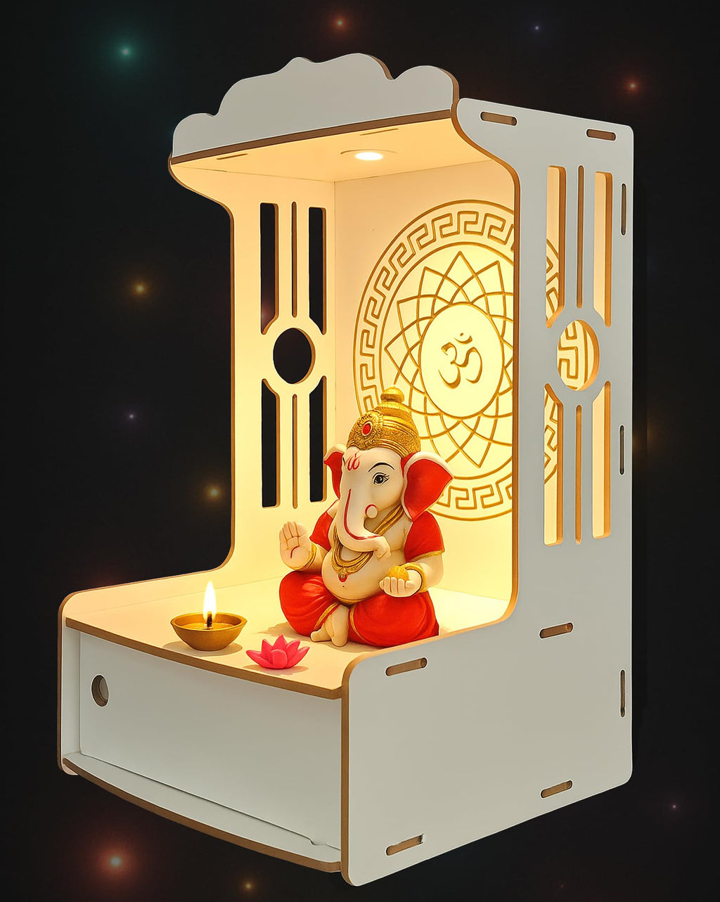 Alpine Willow Temple for Home with Door (Height-20 inches) I Puja Mandir for Home with Doors I Pooja mandir with Door I Wooden Temple I Laddoo Gopal mandir I Devghar I Pooja Unit I Pooja ghar