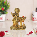 Prince Home Decor & Gifts Metal Kamdhenu Cow with Krishna Statue for Home Decor/vastu Showpiece (Gold)