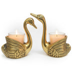 RUNARA Swan Showpiece Tea Light Candle Holder | Love Birds for Good Luck | Home Decor Item | Anniversary & Wedding Gift for Couple | Candle Not Included | Gold