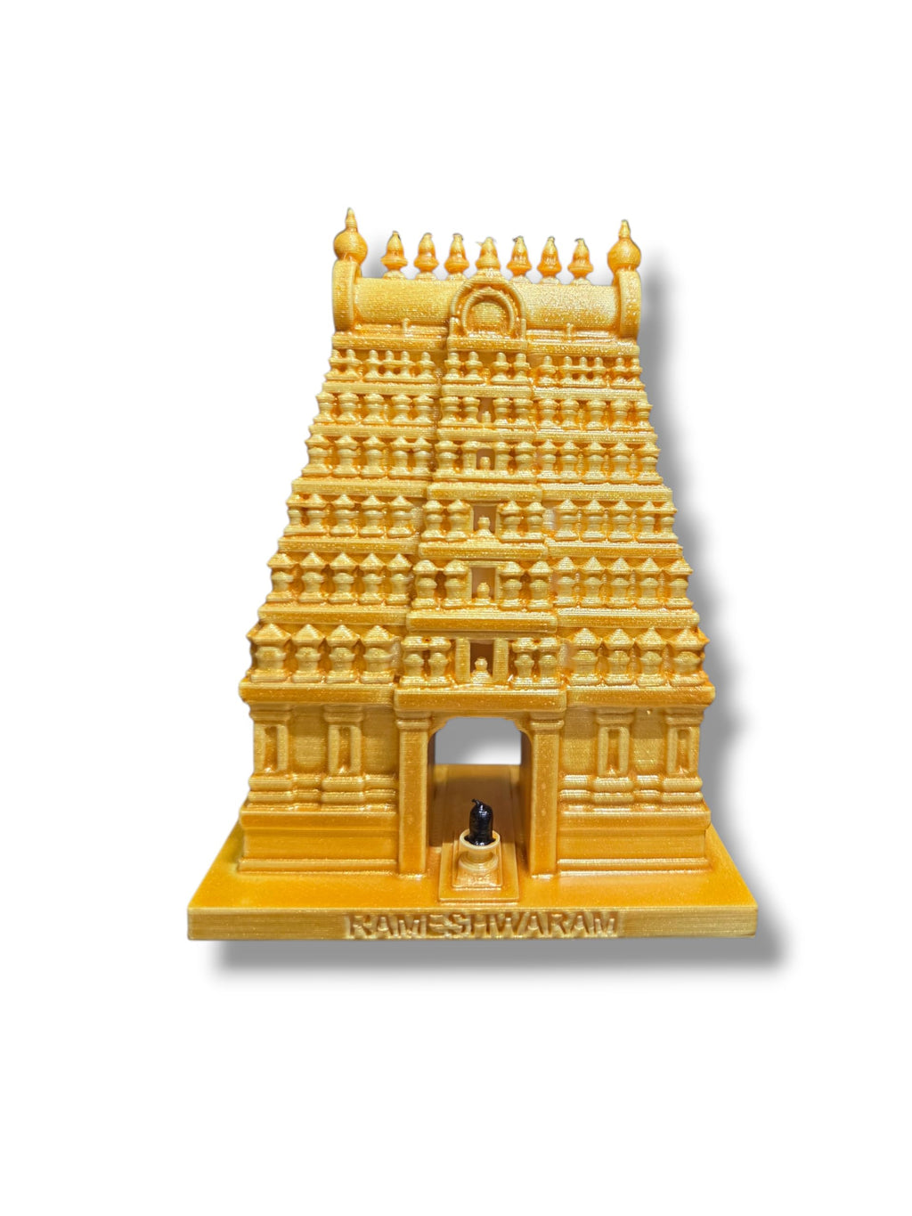 DevaDarshan Rameshwaram Temple Miniature Statue – Shiva Lingam Model, Ramanathaswamy Mandir Idol, Sacred South Indian Temple Decor for Home/Office, Puja Gift, Spiritual Souvenir
