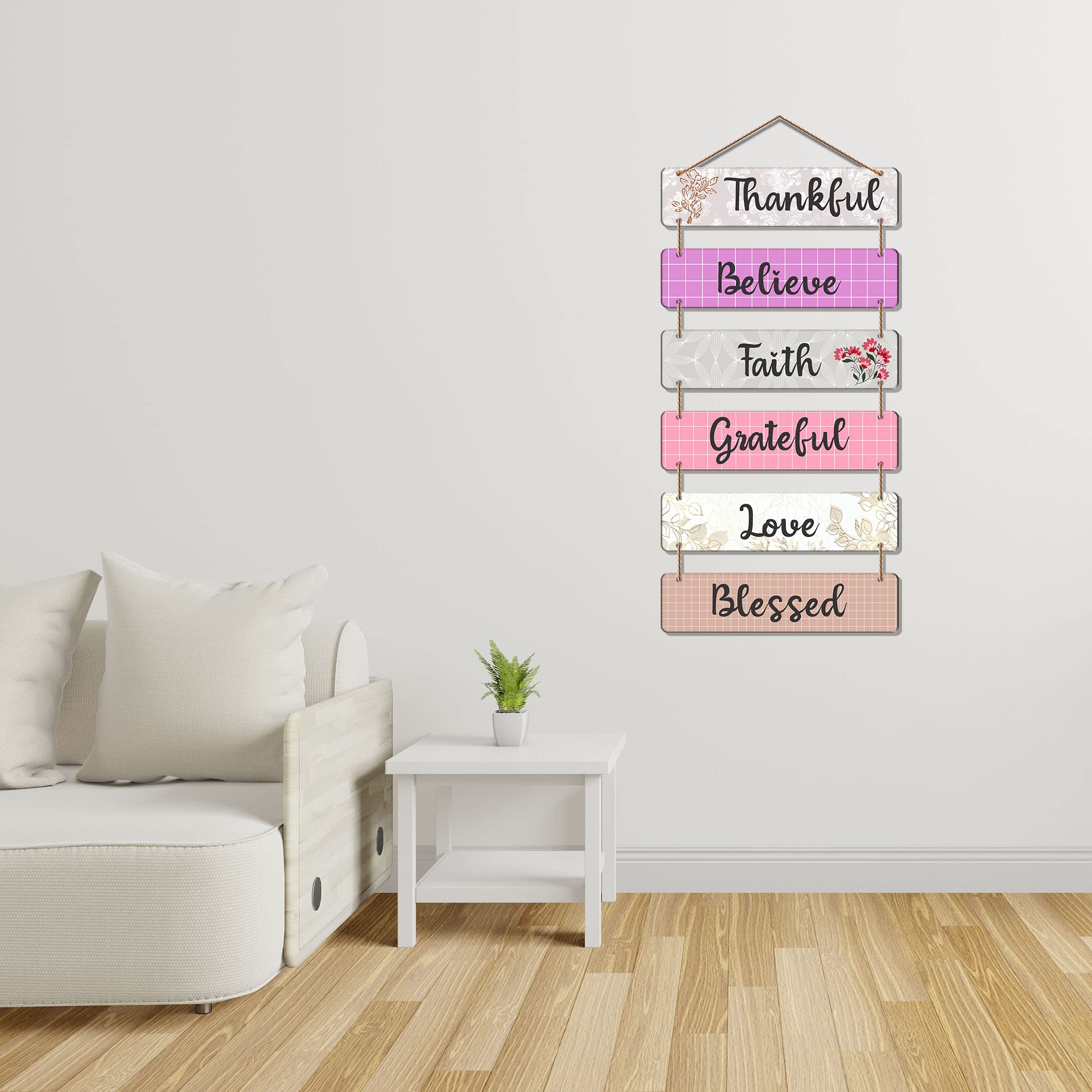Artvibes Thankful Believe Faith Grateful Decorative Wall Hanging Ornaments | Quotes Decor Item | Wall Accent | Office Decor | Wall Art Print | Inspirational Quotes | Gift Items (WH_3269N)