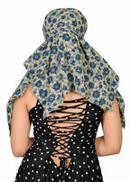 DEEPNYRA - LIVING STYLE Scarf Face Full Covering With Mask Head Hair Wrap Sun Protection For Women Cotton Printed Square All Season Wear (GREEN FLOWER)