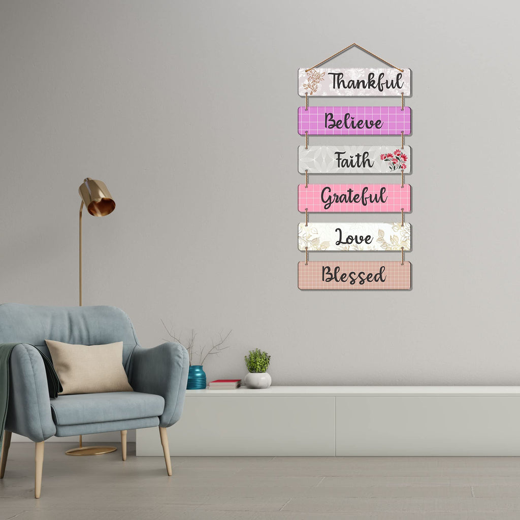 Artvibes Thankful Believe Faith Grateful Decorative Wall Hanging Ornaments | Quotes Decor Item | Wall Accent | Office Decor | Wall Art Print | Inspirational Quotes | Gift Items (WH_3269N)