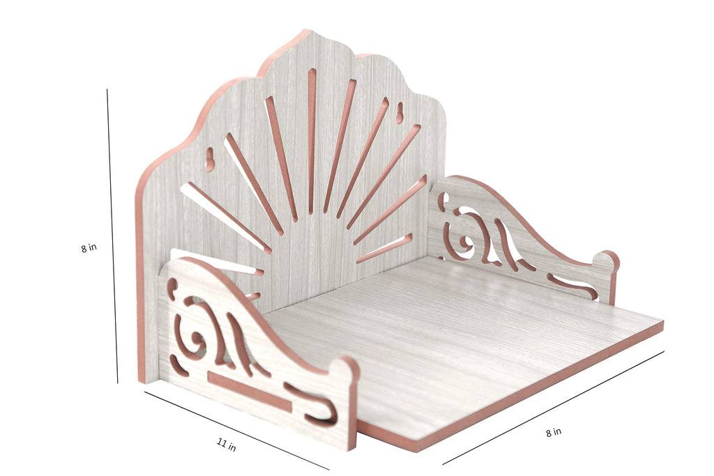 VJ SONS Art and Craft Wooden Temple Beautiful Plywood Mandir Pooja Room Home Decor Office OR Home Temple (White)