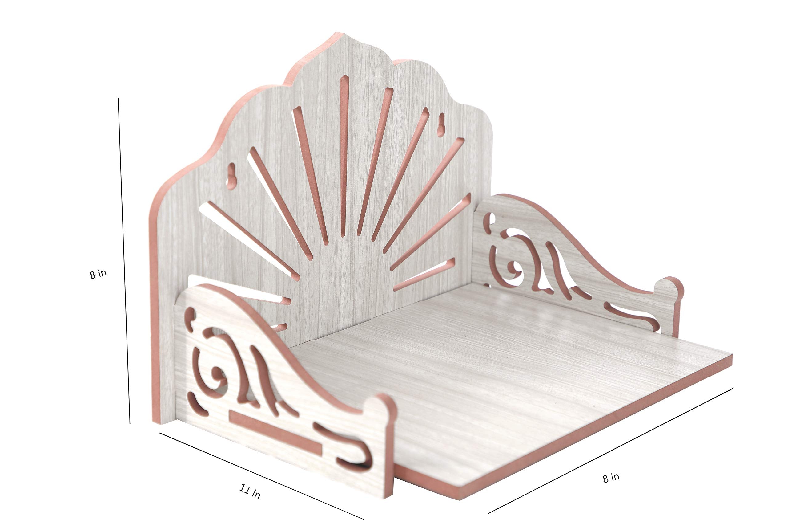 VJ SONS Art and Craft Wooden Temple Beautiful Plywood Mandir Pooja Room Home Decor Office OR Home Temple (White)