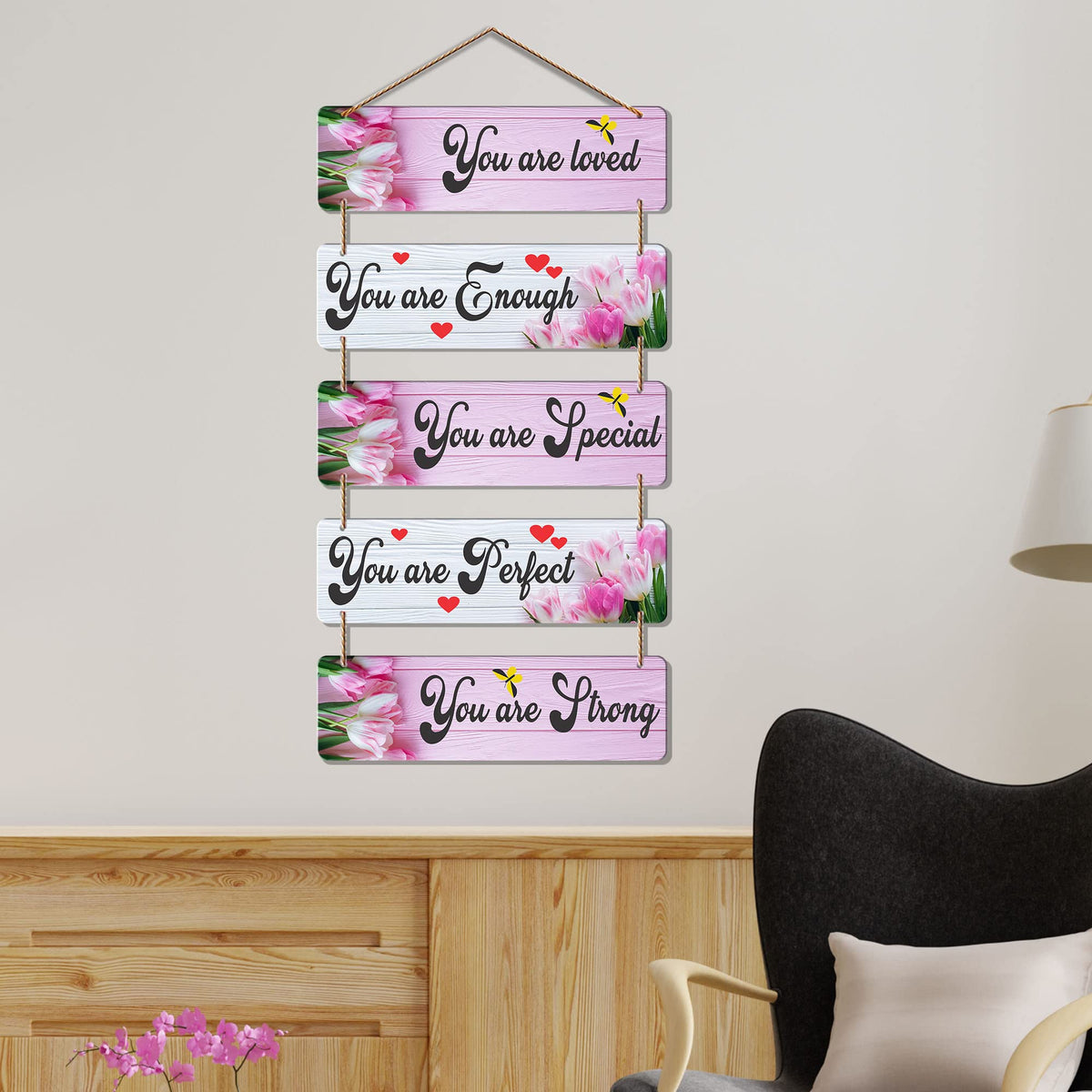 Artvibes You Are Loved You Are Enough Decorative Wall Hanging Ornaments | Quotes Decor Item | Wall Poster | Office Decor | Inspirational Quotes Wall Art | Mdf Wall Decoration | Gift Items (WH_6209N)
