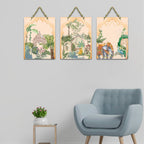 Artvibes Ancient Times Royal Art Wooden Wall Hanger for Home Decor | Room Decoration | Handcrafted | Wall Sculpture | Handcrafted Art | Unique Gift Items (WH_96137N), Set of 3