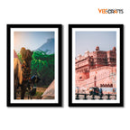 VIBECRAFTS Junagarh Fort and Camel of Rajasthan Quality Frame Painting of 2 Pieces Wooden Frame For Home, Office Decorative Gift Item(25 inch x 18 inch)(PFVC2Pcs2_904)
