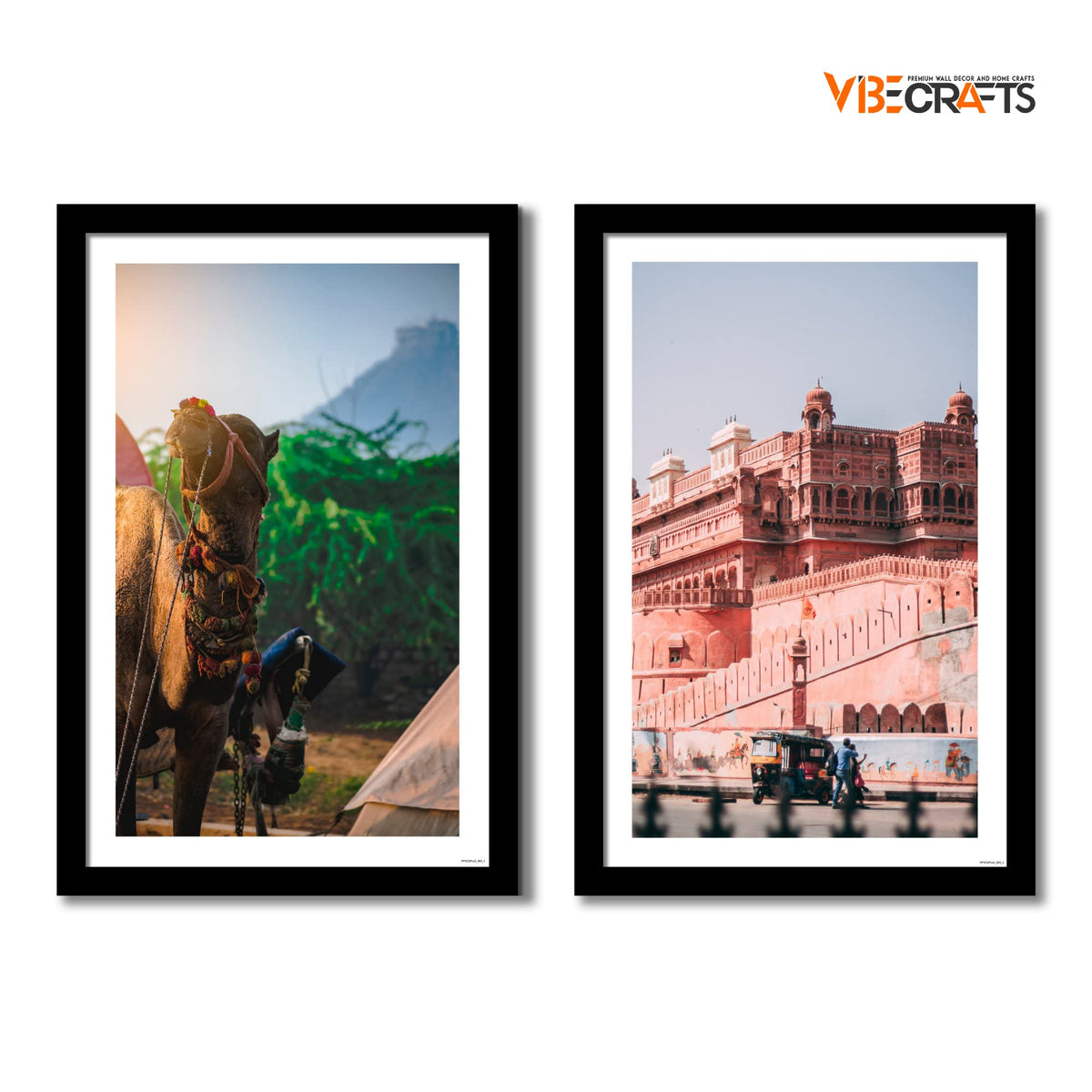 VIBECRAFTS Junagarh Fort and Camel of Rajasthan Quality Frame Painting of 2 Pieces Wooden Frame For Home, Office Decorative Gift Item(25 inch x 18 inch)(PFVC2Pcs2_904)