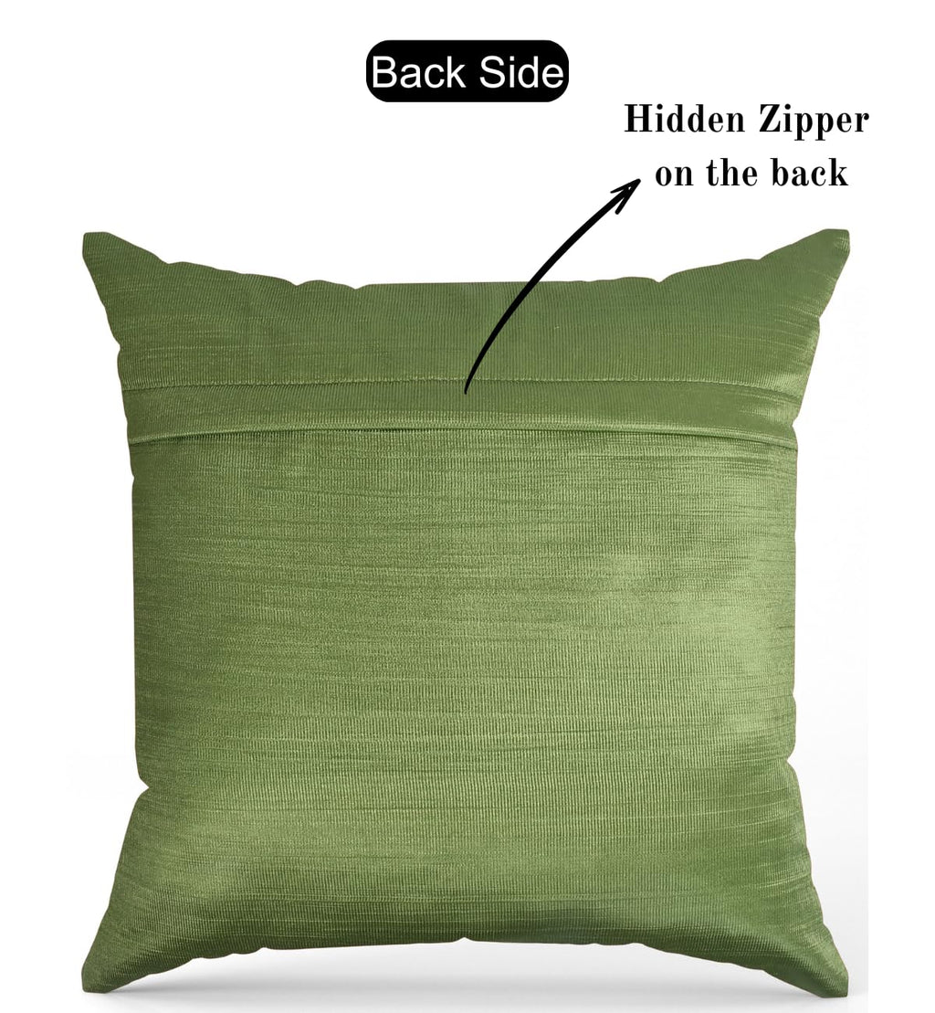Stuffique Velvet Foil Cushion Covers 16 inch x 16 inch Set of 2, Pista Green
