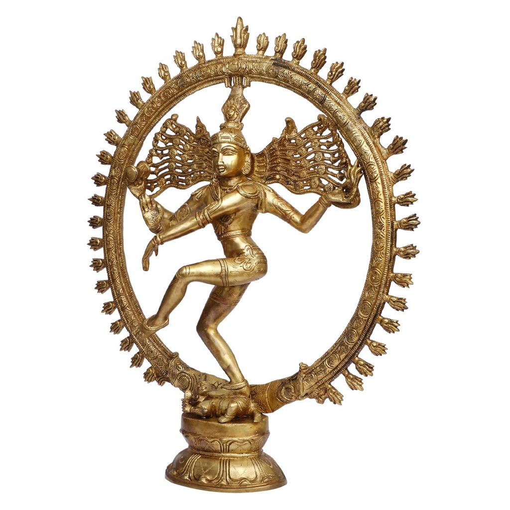 ARTVARKO Brass Natraja Big Statue Idol of Lord Shiva Ji Dancing Natraj Murti for Temple Mandir Home Décor 19 Inches