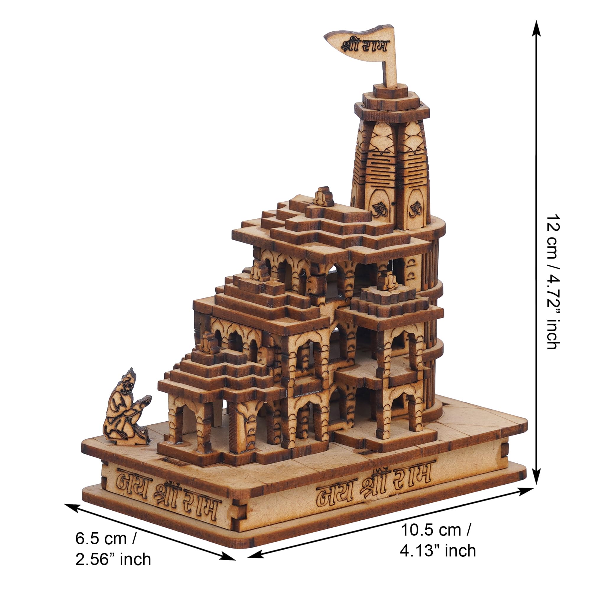 Webelkart Premium Ram Mandir Ayodhya Wooden Temple Beautiful Plywood Mandir Pooja Room Home Decor Office/Home Temple (Size-5)
