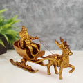 ARTVARKO Brass Ganesha Statue As Santa Pulled By Deer Brass Ganesh Murti Idol Showpiece Home Décor Mandir Bhagwan Office Temple Gift
