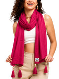 GALE GIRLS Cotton Mulmul Scarf|Scarf for Women|Mulmul Stole|Soft Beach Wrap|Tassel Design|Easily fits 180 * 50cm|Pink