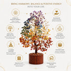 Mr. Stone Creations 300 Beads 7 Chakra Crystal Tree, Natural Healing Gemstone Money Tree, Handmade Feng Shui Bonsai Showpiece for Home, Office, Living Room Decor & Good Luck