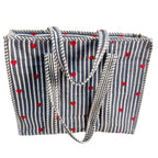 Bazaar Bhoot Edition Premium Cotton Quilted Shopping Tote Bag - Multipurpose Long Lasting Foldable Reusable Bag with zipper for Shopping, Travel & Daily Use - Made in India (Heart Gray)