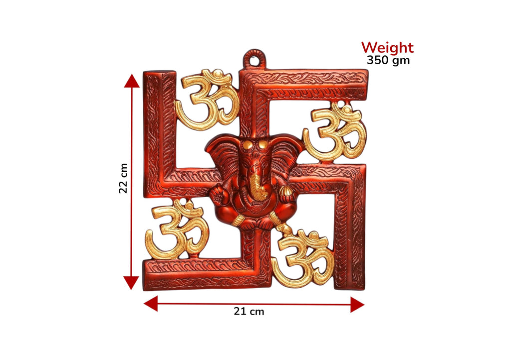 KridayKraft Ganesha Metal Statue,Ganpati Wall Hanging Sculpture,Metal Swastik Ganesha Murti Lucky for Home & Office,Religious Showpiec Gift idol on Diwali,Birthday,Wall Decorative Feng Shui Article...