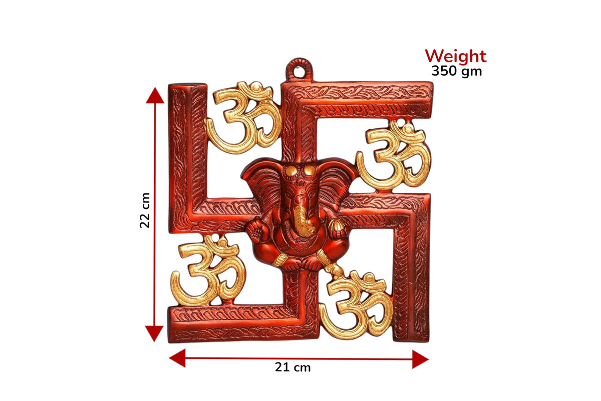 KridayKraft Ganesha Metal Statue,Ganpati Wall Hanging Sculpture,Metal Swastik Ganesha Murti Lucky for Home & Office,Religious Showpiec Gift idol on Diwali,Birthday,Wall Decorative Feng Shui Article...