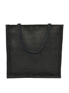 JUTEKA Printed Eco Friendly Jute Bag with Zipper Closure and Premium Cotton Handles for Lunch, Grocery, Tiffin, Office, Shopping