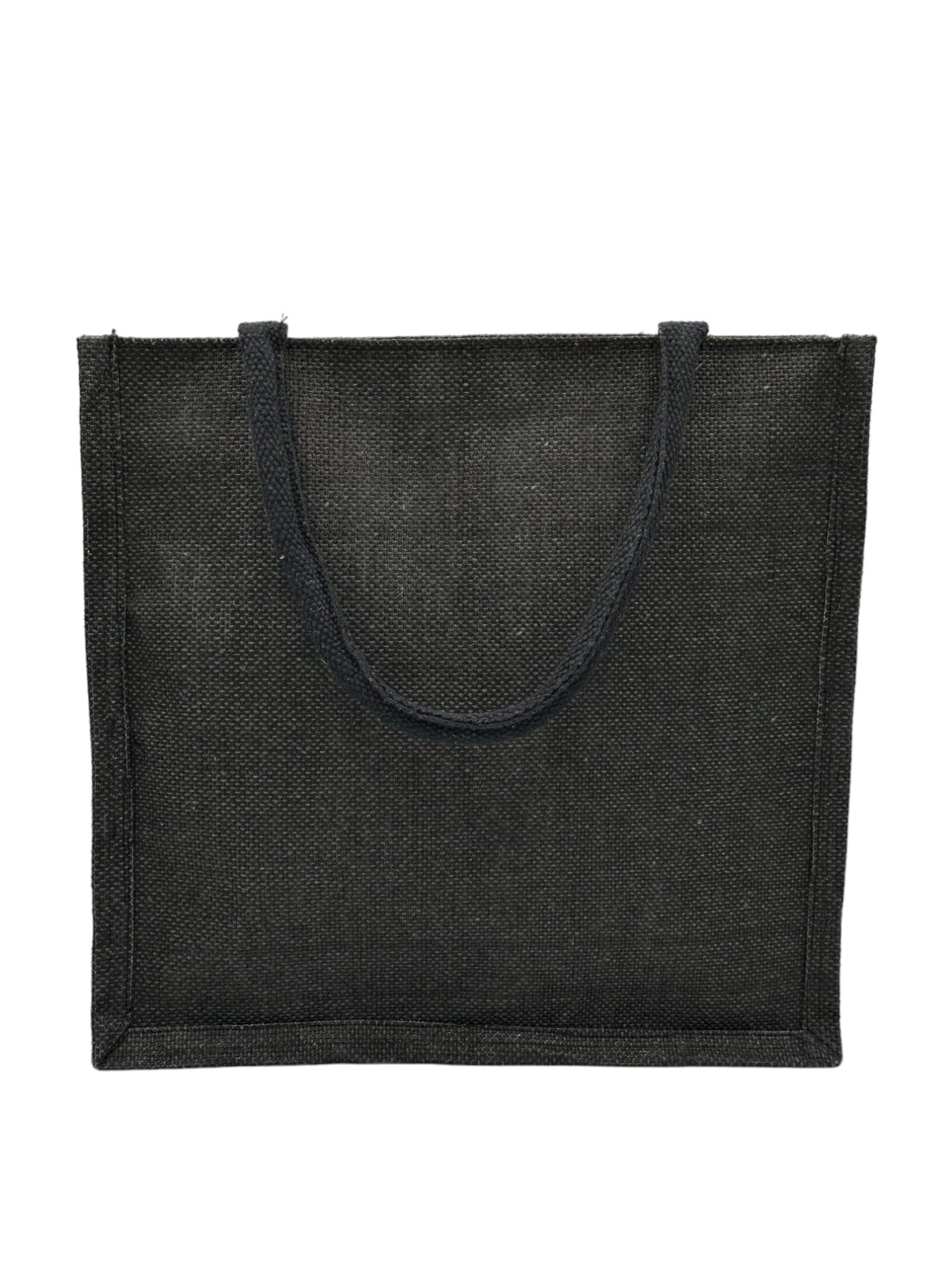 JUTEKA Printed Eco Friendly Jute Bag with Zipper Closure and Premium Cotton Handles for Lunch, Grocery, Tiffin, Office, Shopping