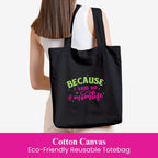 DOODLE Unisex Eco-Friendly Reusable Cotton Canvas Tote Bag | Inner & Outer Zip Pockets | Ideal for Travel, Shopping, College & Office Use | Three Essentials
