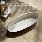 Kitty Cat® Concrete Jewelry Tray Trinket Dish – White Decorative Oval Tray, Perfume & Key Organizer, Modern Vanity Storage for Jewelry, Aesthetic Candle Holder, Home Decor (Boat)