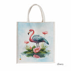 Sangra Canvas Reusable Bags for School, College, Lunch Bag for Office for Men and Women, Grocery Shopping Bag, Multi-Purpose Bag, Sturdy Handle With Zipper Lock (Pack of Two) (Flamingo)