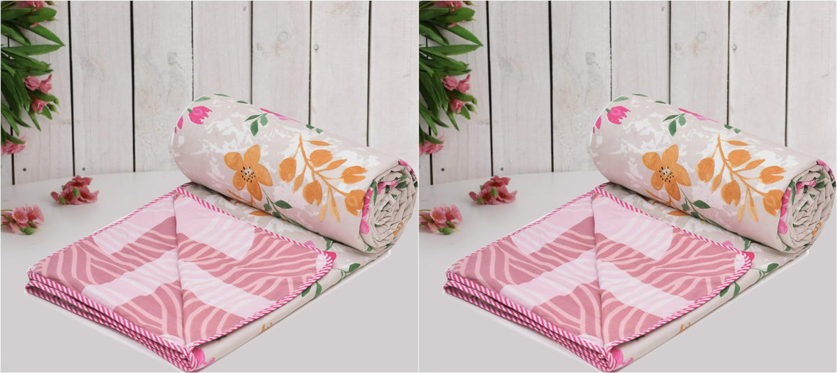 COZY FURNISH Super Soft Brushed Microfiber Cotton 3 Layer Breathable Set of 2 Single Dohar Lightweight Warm Bed Dohar 57X87(Inches) 144X220(CM) All-Weather 120 GSM AC Dohar Blanket Kafalo