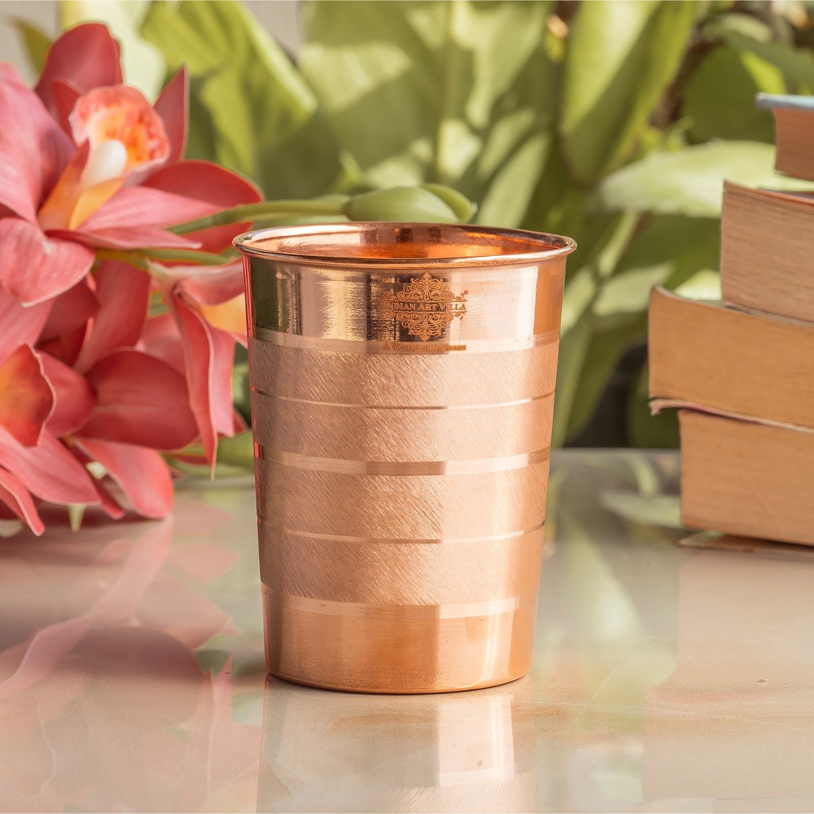 INDIAN ART VILLA Luxury Copper Glass Tumbler, Drinkware, 275 ML, Pack of 1