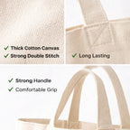 Normal Tote Bag | 100% Cotton Canvas Tote Bags with Long Handles | Reusable Eco-Friendly Shopping & Grocery Bag | Durable Plain Tote Bag for College, Office & School Use (Pack of 2)
