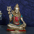 ARTVARKO Shiva Brass with Inlay Idol Statue God Shiv Shankar Murti Showpiece for Pooja Lord Blessing Shanker Deity Figurine Home Office Temple Art Décor 6 Inch.