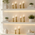 Behoma Handcrafted Hammered Gold Metal Pillar Candle Holders Pack of 5 Sets