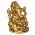 ARTVARKO Brass Ganesh Ganesha Idol Good Luck God Statue Religious Pooja Temple Decorative Sculptures (LxBxH 8x6.5x9.5cm)