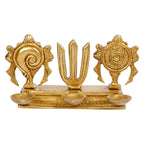 Artvarko Brass Traditional Large Diya Shankh Chakra Namah Tirupati Balaji Shankha Tilak Padma Padmanabha Swami Vishnu Symbol Oil Lamp for Pooja Gift Decoration Showpiece 8 Inch