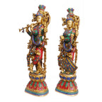 Artavrko Brass Radha Krishna Idol Murli Krishan Radha Bhagwan Statue Murti for Home Decor Marriage Gift Height 29 Inch