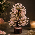 Crystu Certified Rose Quartz Tree, Spiritual Energy & Love, Healing Crystal Tree for Office, Home & Living Room, Unique Gift for Valentine, Housewarming & More