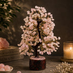 Crystu Certified Rose Quartz Tree, Spiritual Energy & Love, Healing Crystal Tree for Office, Home & Living Room, Unique Gift for Valentine, Housewarming & More