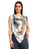 Ravaiyaa - Attitude is everything Women's Crepe Silk Digital Print Large Square Scarf Breathable Lightweight Neckerchief Printed Headscarf 40 x 40 Inch (White Wildlife)