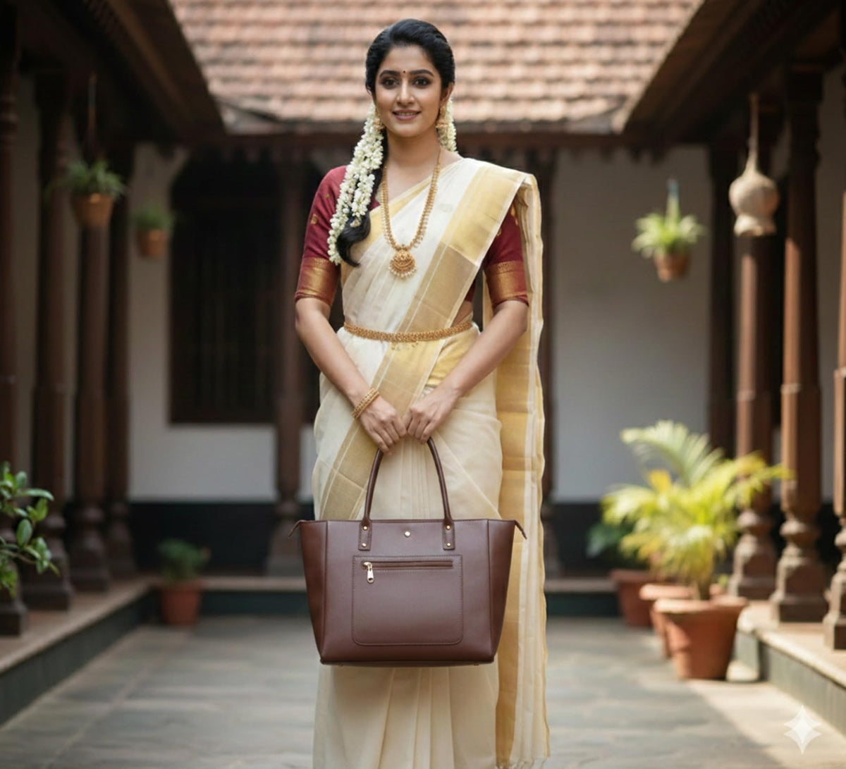 Zutiva tote bag for women office use - Brown Vegan Leather Tote Bag for Work-Office, Laptop 15-inch Fully Embossed Shoulder Handbag Stylish & Durable