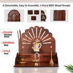 BerryBox Wooden Puja Mandir with Om for Home | Small Wall Mount & Table Top Pooja Temple | Compact Wooden Mandir Stand for Prayer Room, Living Room & Office Decor Medium Size