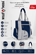 WILD MODA Kat Women Shoulder and Tote Bag (Blue & Grey)
