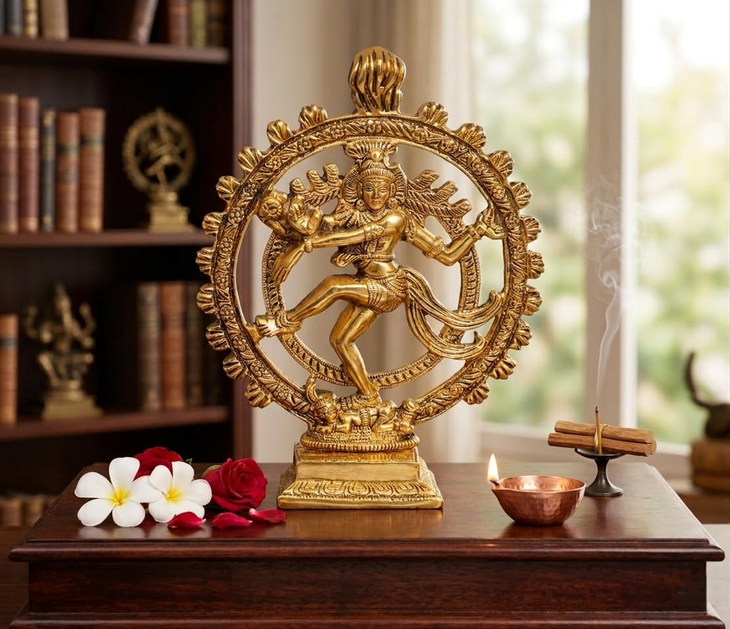 KridayKraft Metal Shiva Idol Natraj Statue for Home Decor,Gold Plated Dancing Shiva Natraja/Natrajan (Mahakal Murti) Showpiece Figurine Murti Deccoration & Gifts Article...
