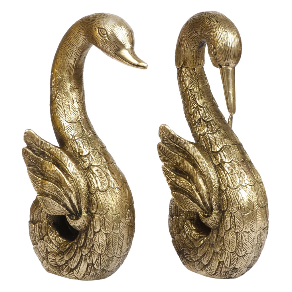ARTVARKO Brass Swan Pair Statue Duck Pair Idol Vaastu Love Couple Decorative Home Interior Décor Item Feng Shui Handcrafted (LxBxH 9x4x9.5 Inches,4.7Kg)