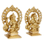 ARTVARKO Brass Ganesha Laxmi Ganesh Lakshmi Bhagwan Luxmi Idol Sitting Statue for Home Office Success Entrance Décor Diwali Pooja Good Luck Gift (7.5 Inch)