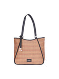 ZOUK Naisha Golden Brown Weave Tote Bag for Women | Vegan Leather Large Shoulder Handbag with Bottle Holder, Multiple Pockets & Water-Resistant Lining | Office, Travel & Daily Use | Bombay Macrame