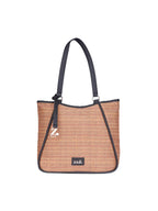 ZOUK Naisha Golden Brown Weave Tote Bag for Women | Vegan Leather Large Shoulder Handbag with Bottle Holder, Multiple Pockets & Water-Resistant Lining | Office, Travel & Daily Use | Bombay Macrame